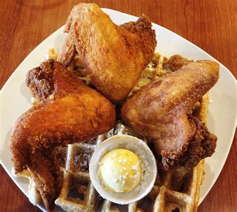 Dames chicken - The Carolina Cockerel $14.25. Dame's personal favorite! 3 wings, a classic waffle, peach and apricot shmear. The Buff Brahmas $16.25. The baddest birds of all! 2 cutlets or 1 cutlet and 2 wings, a classic waffle peach and apricot shmear, "drizzled" with whiskey crerne sauce. Dueling Roosters - Rd. 1 $16.75.